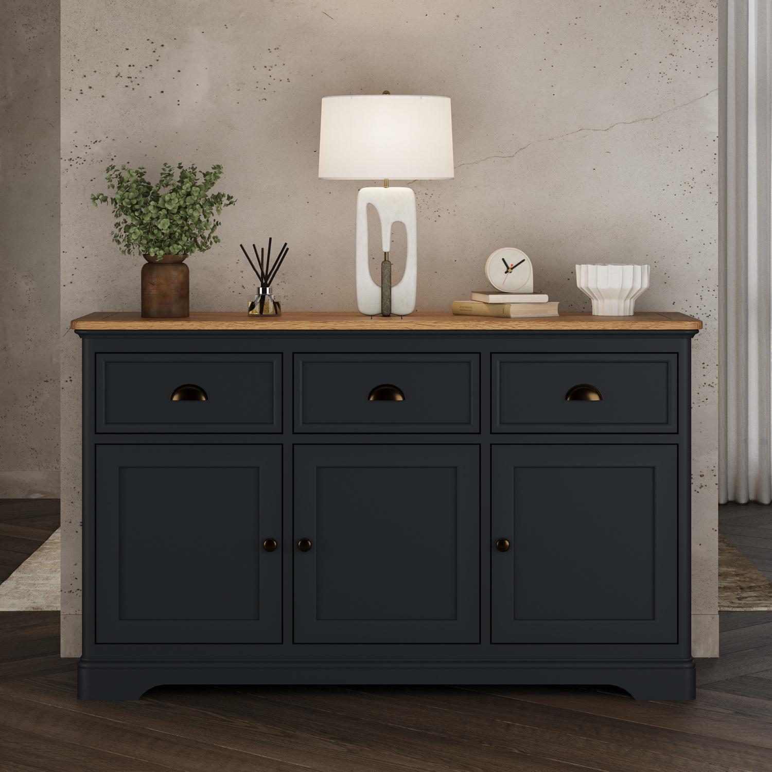 Bridstow Oak and Blue Painted Large Sideboard