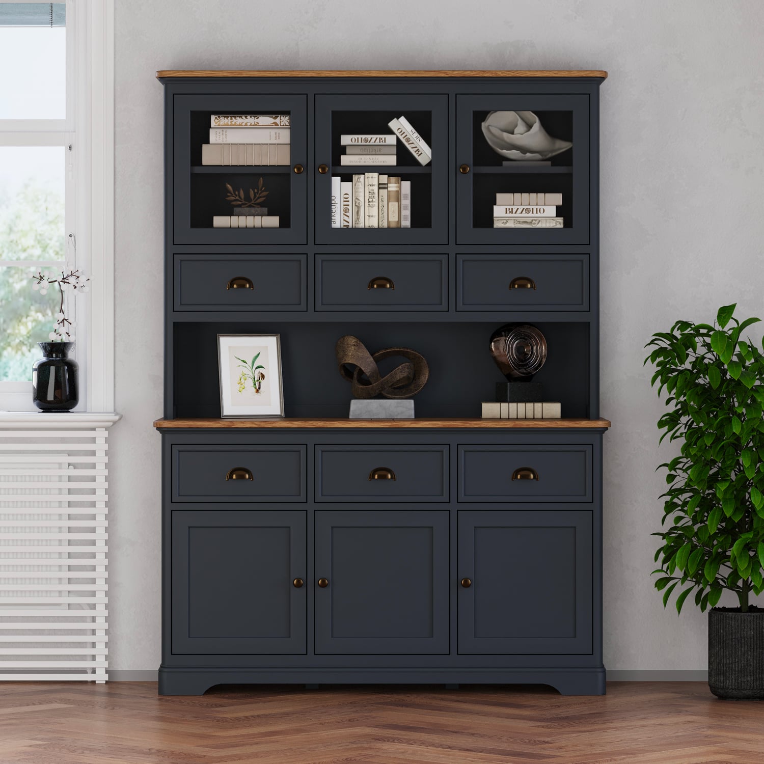 Bridstow Oak and Blue Painted Large Dresser