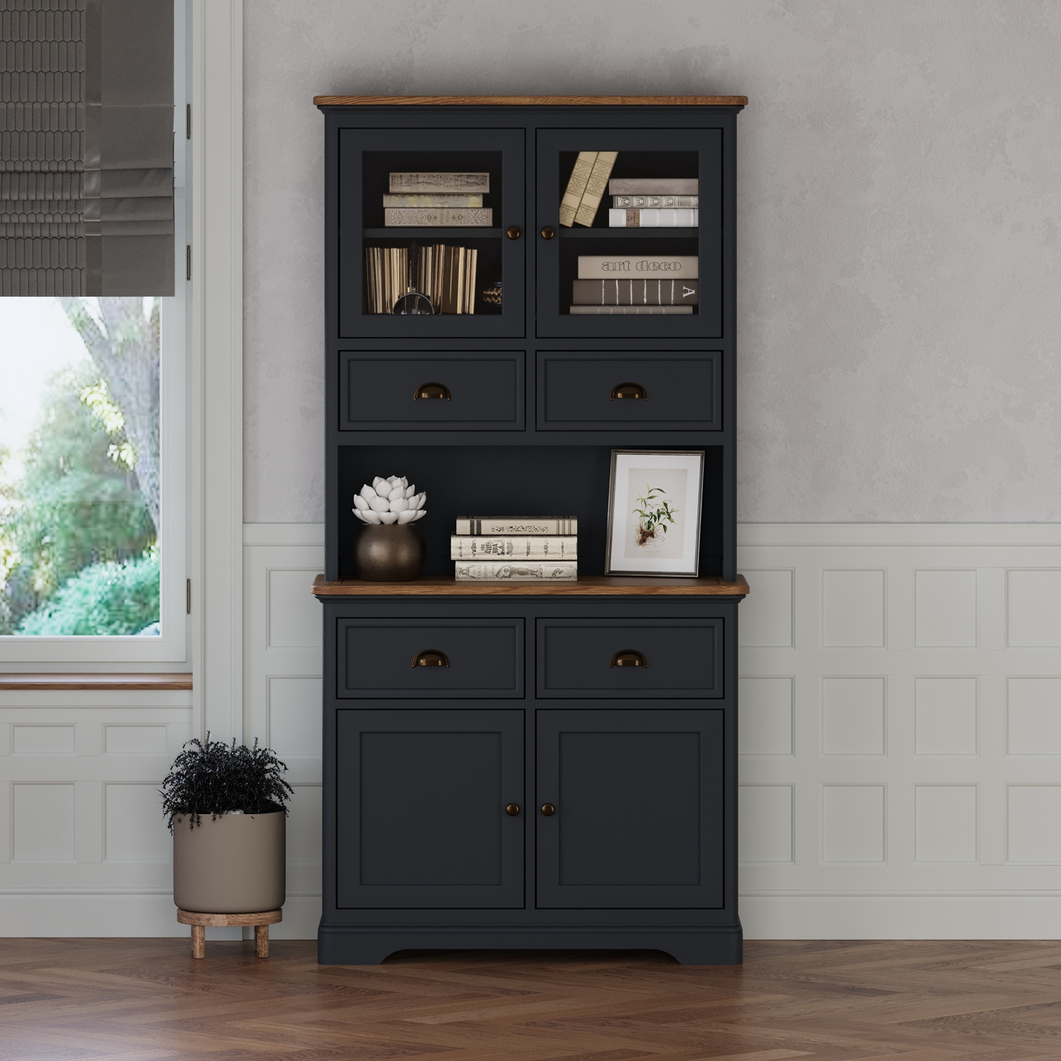 Bridstow Oak and Blue Painted Small Dresser