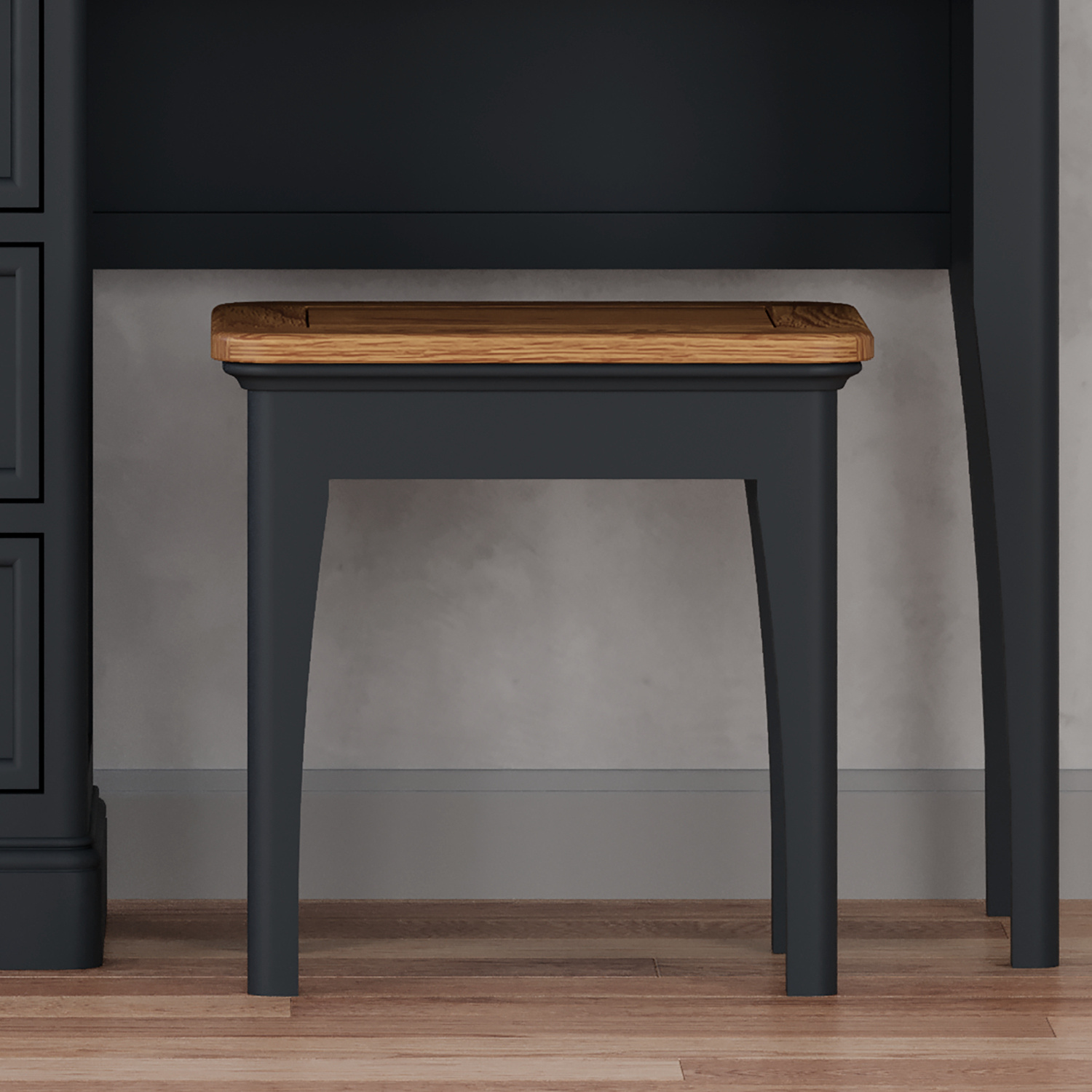 Bridstow Oak and Blue Painted Dressing Stool