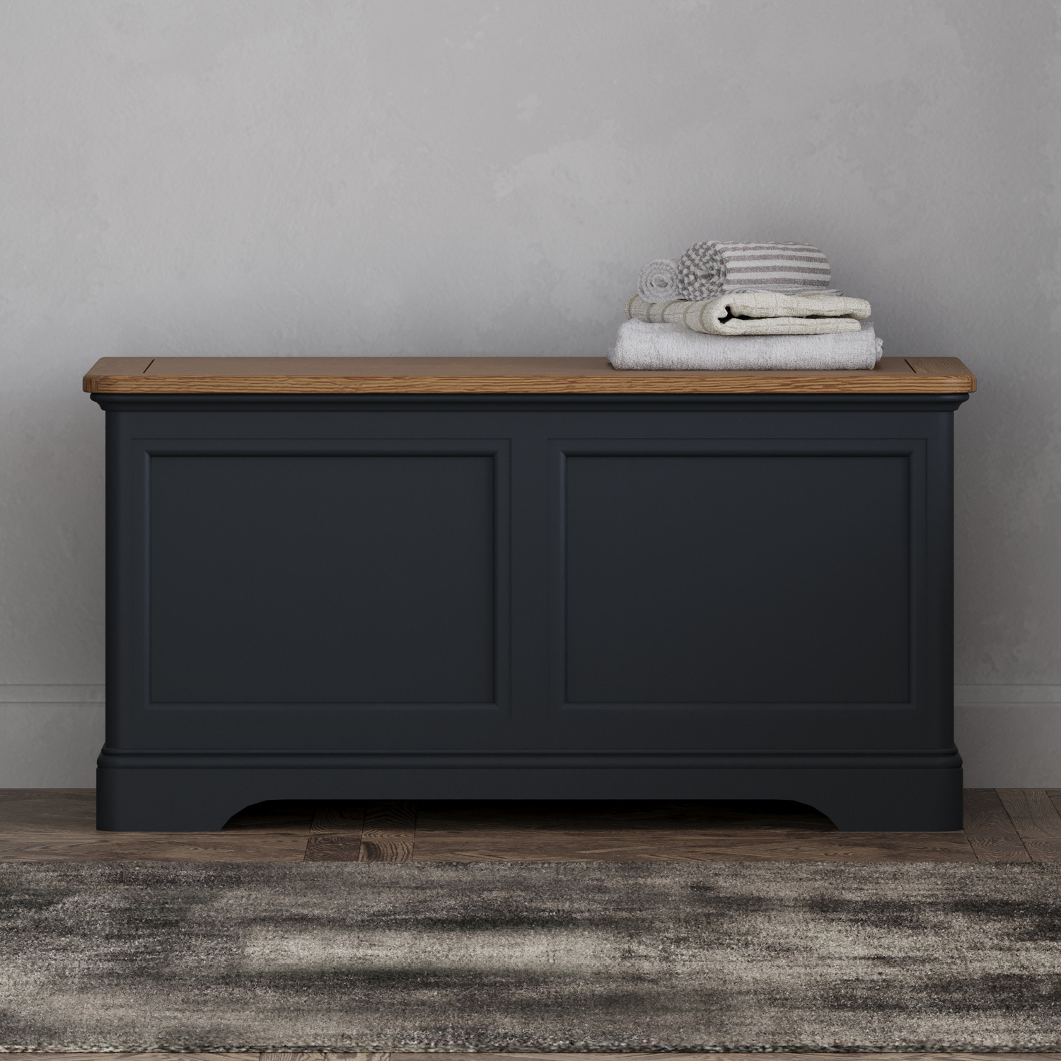 Bridstow Oak and Blue Painted Blanket Box