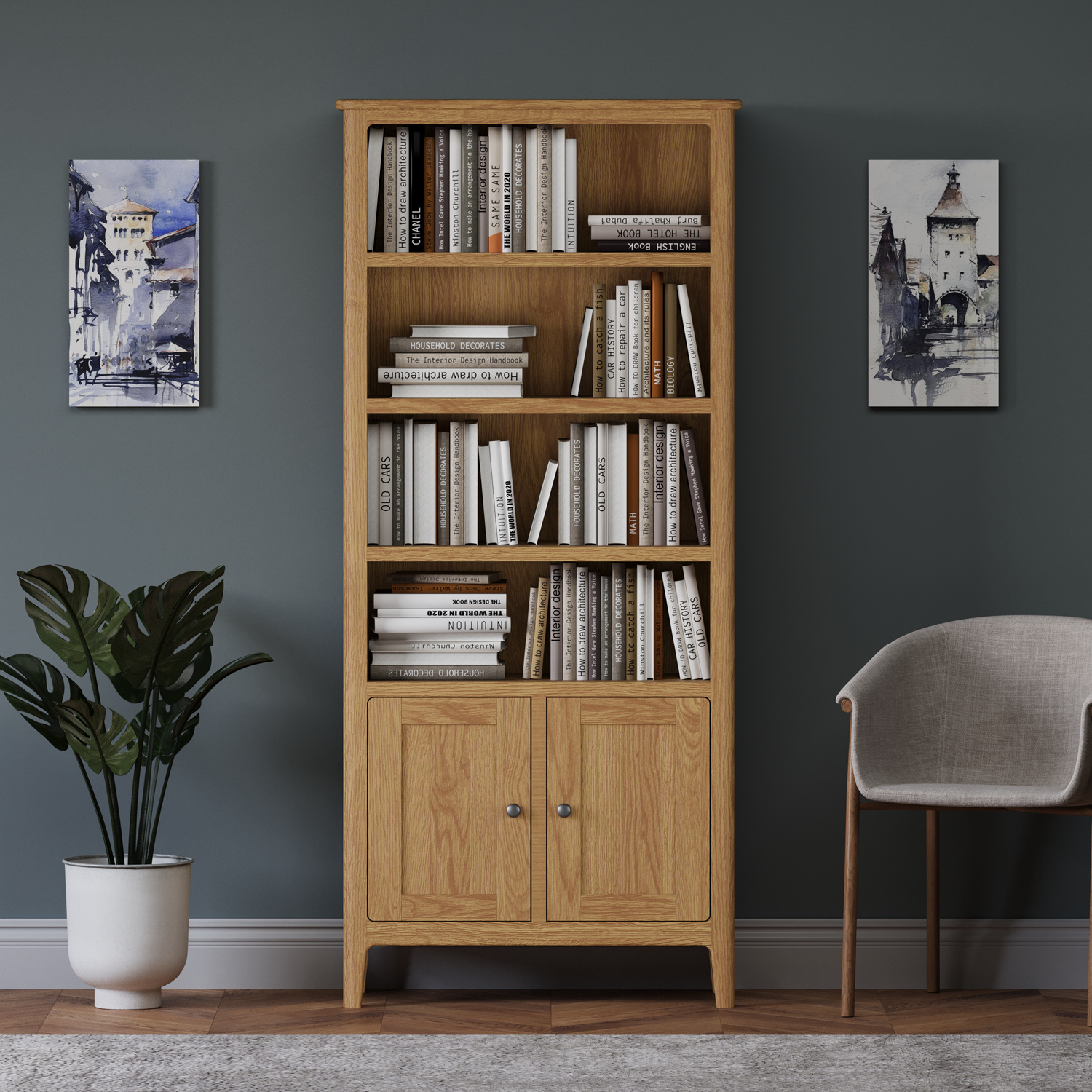 Loxton Solid Oak Tall Bookcase