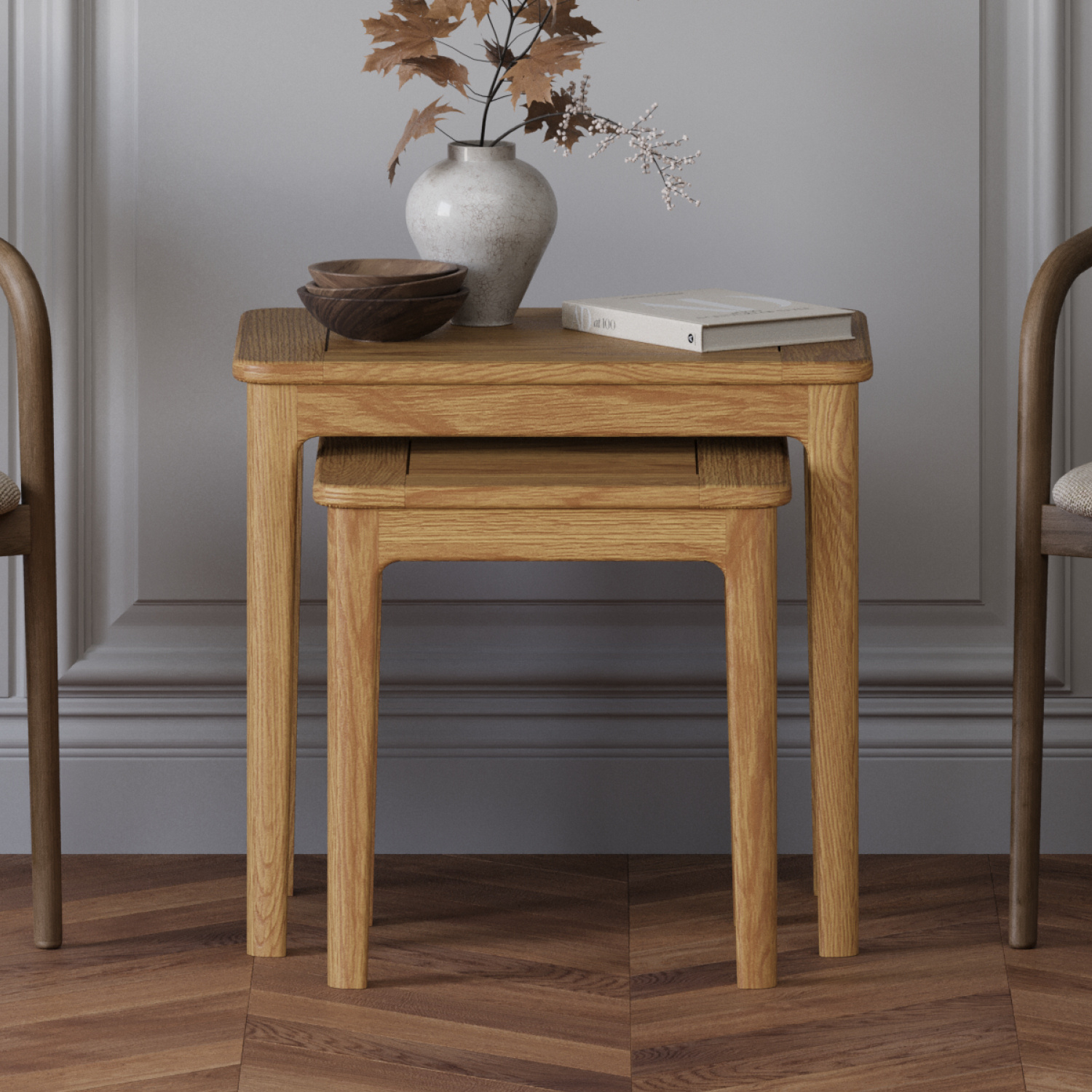 Loxton Solid Oak Nest Of Tables