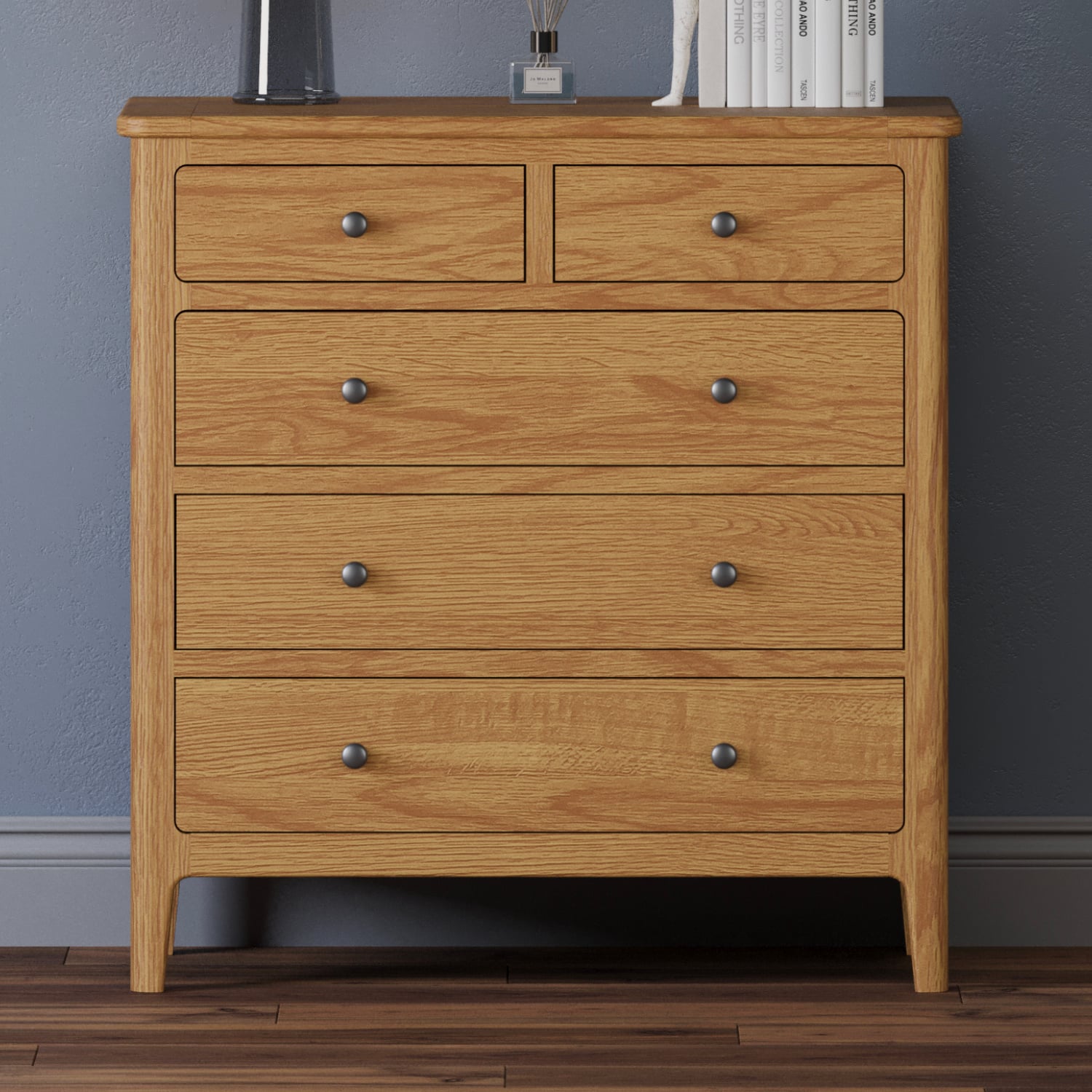 Loxton Solid Oak 2 Over 3 Chest Of Drawers