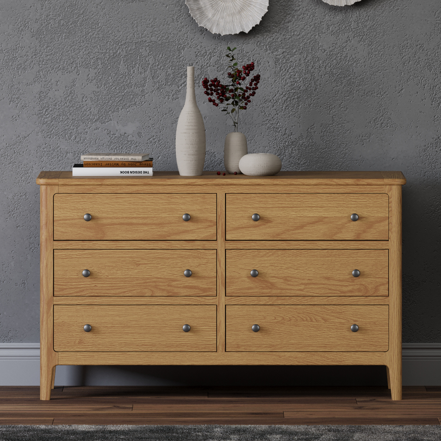 Loxton Solid Oak Wide Chest Of Drawers