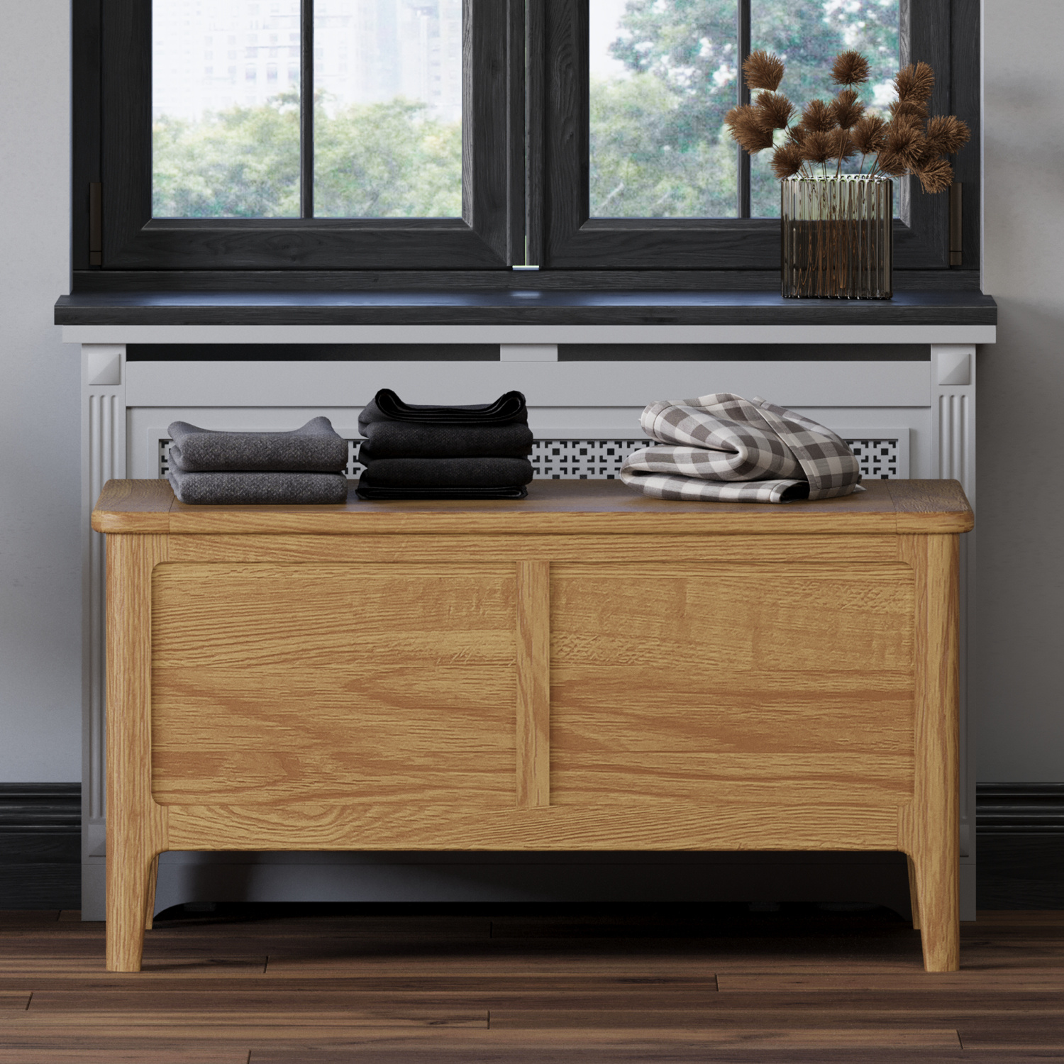 Loxton Solid Oak Blanket Box