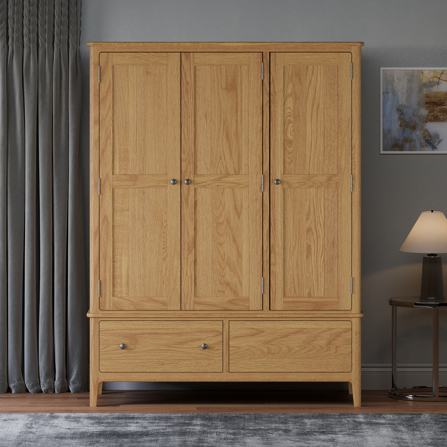Loxton Solid Oak Triple Wardrobe