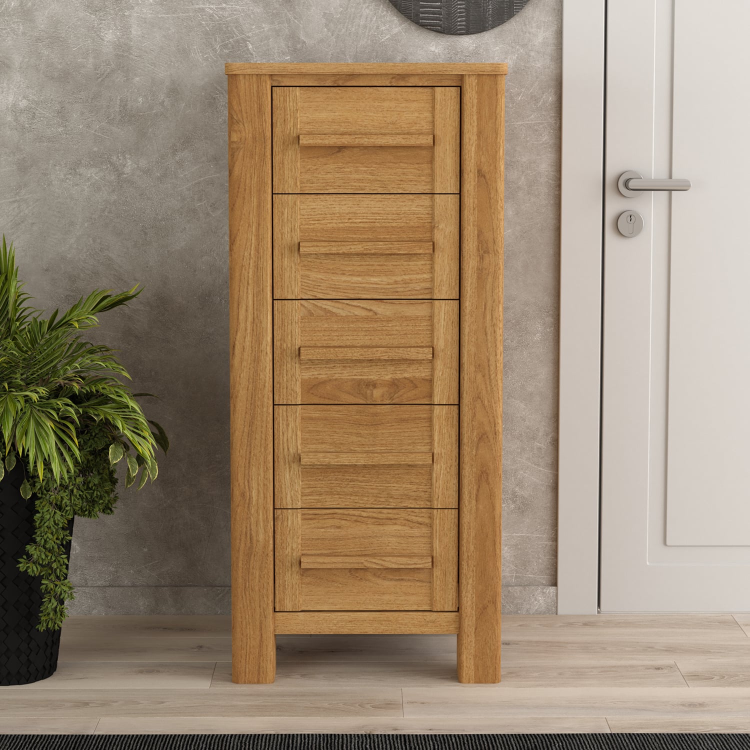 Eclipse Solid Oak 5 Drawer Tallboy Eclipse Solid Oak 5 Drawer Tallboy