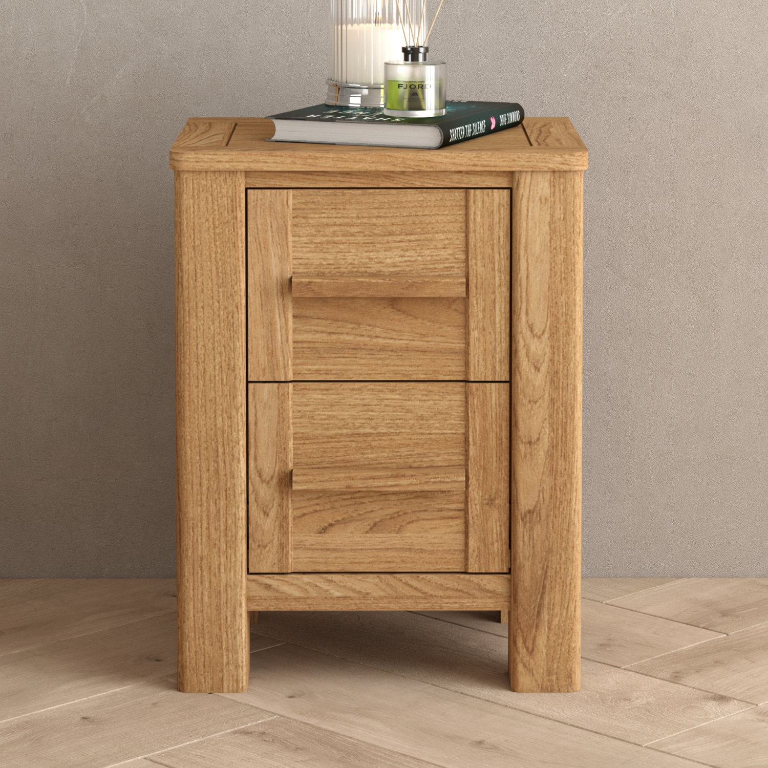 Eclipse Solid Oak 2 Drawer Bedside Chest Eclipse Solid Oak 2 Drawer Bedside Chest