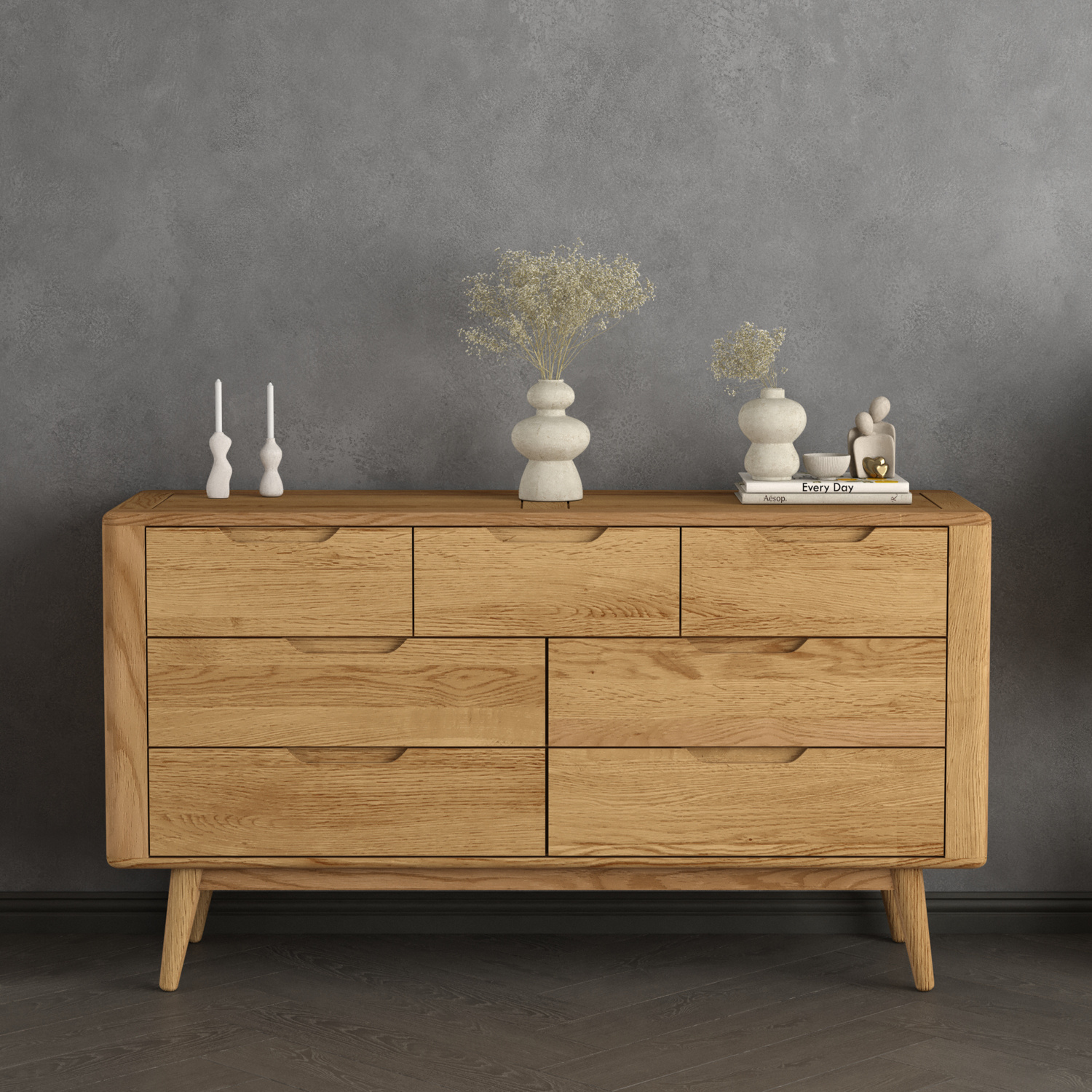 Rosa Solid Oak 3 Over 4 Wide Chest Of Drawers thumbnail