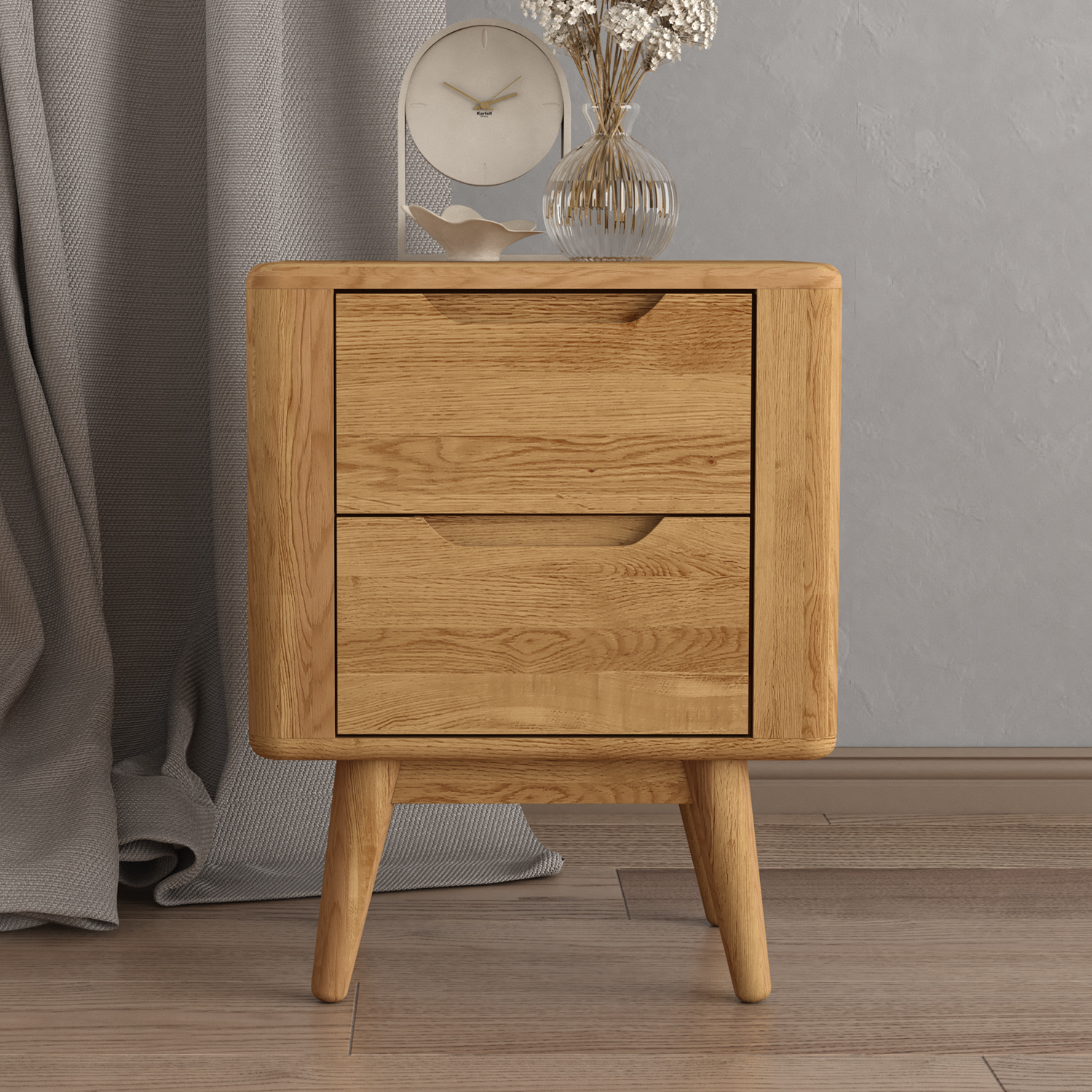 Rosa Solid Oak 2 Drawer Bedside Chest