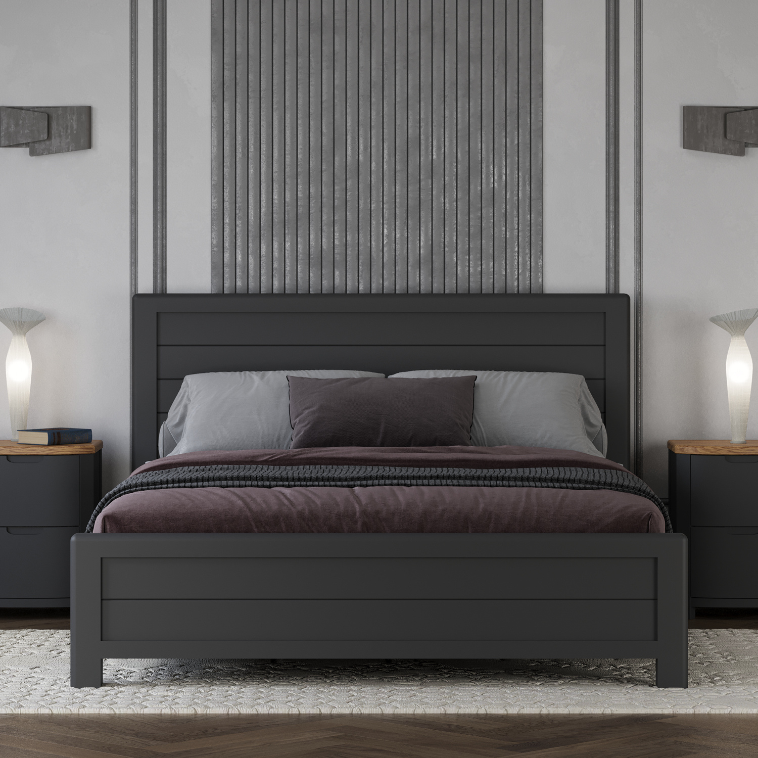 Bradwell Oak and Charcoal Painted Super King size Bed