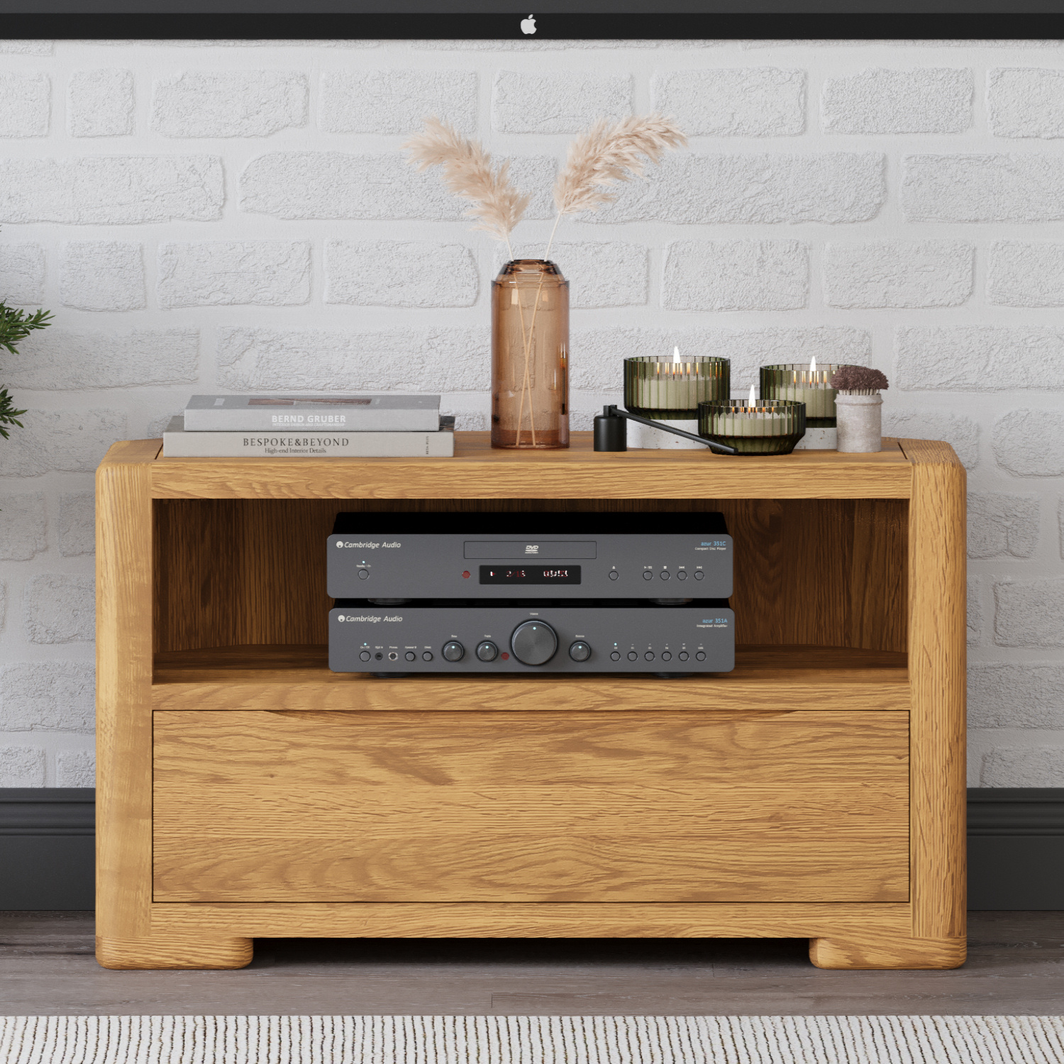 Harper Solid Oak Corner TV Cabinet
