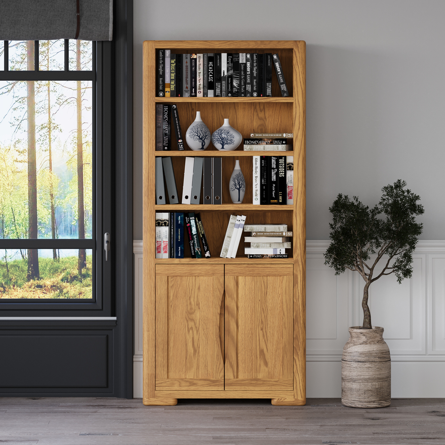 Harper Solid Oak Tall Bookcase
