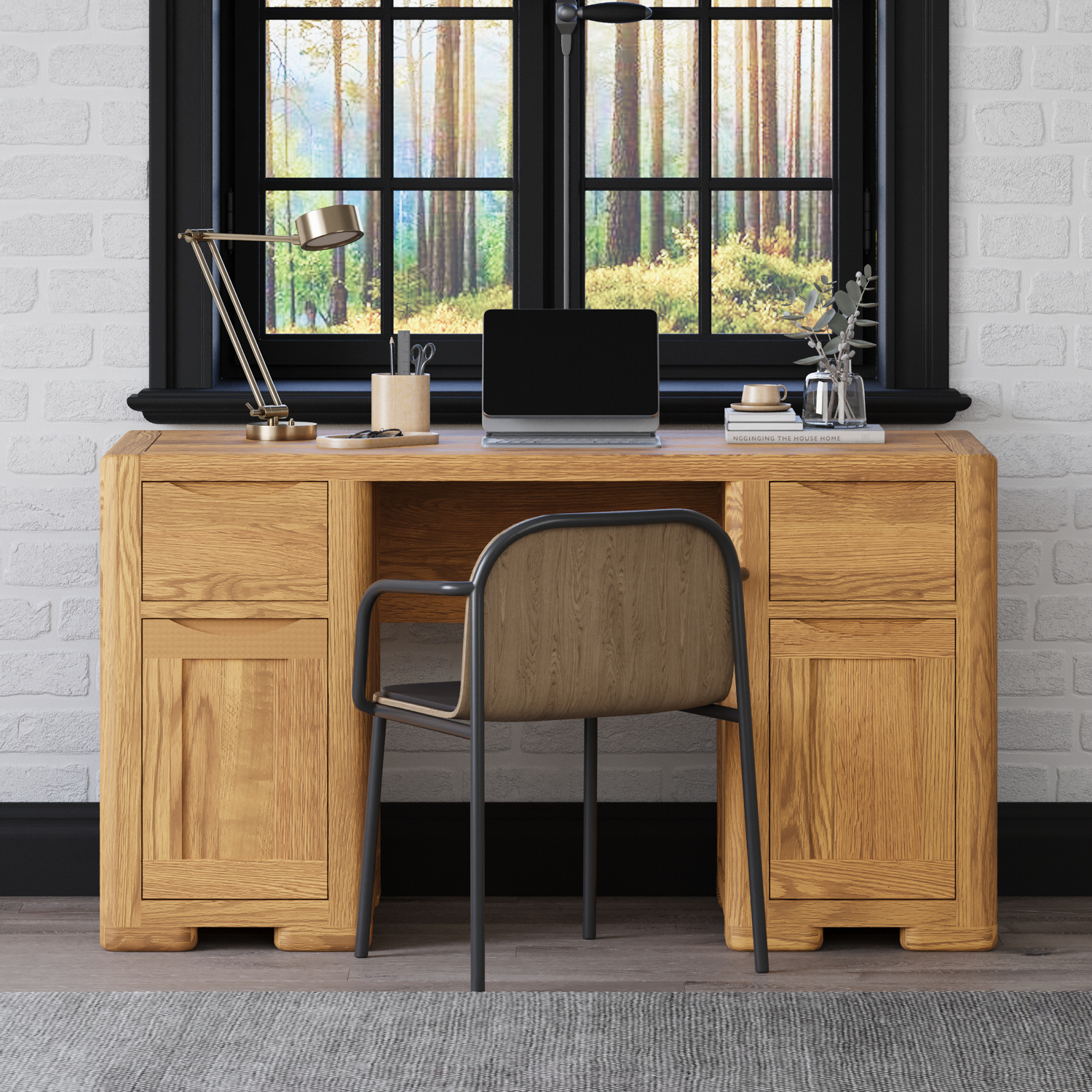 Harper Solid Oak Computer Desk