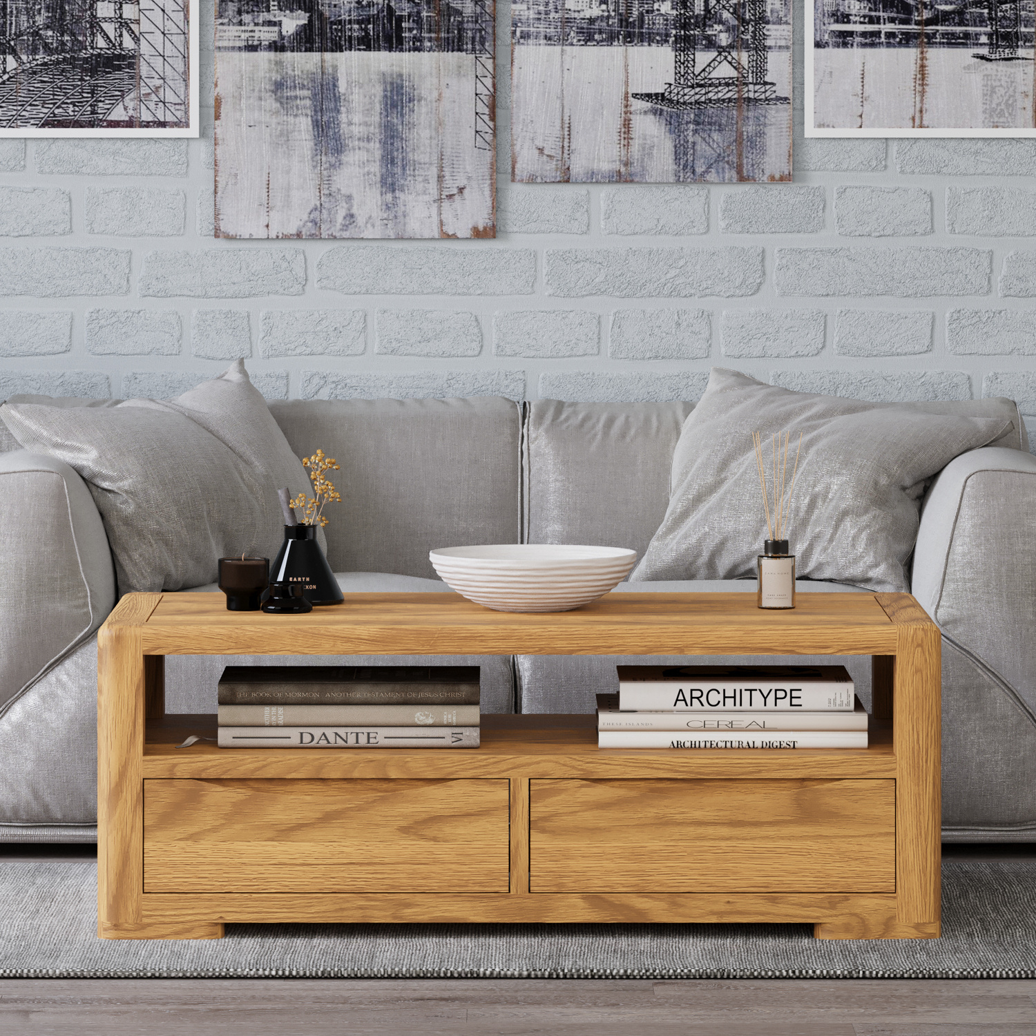 Harper Solid Oak 4 Drawer Coffee Table