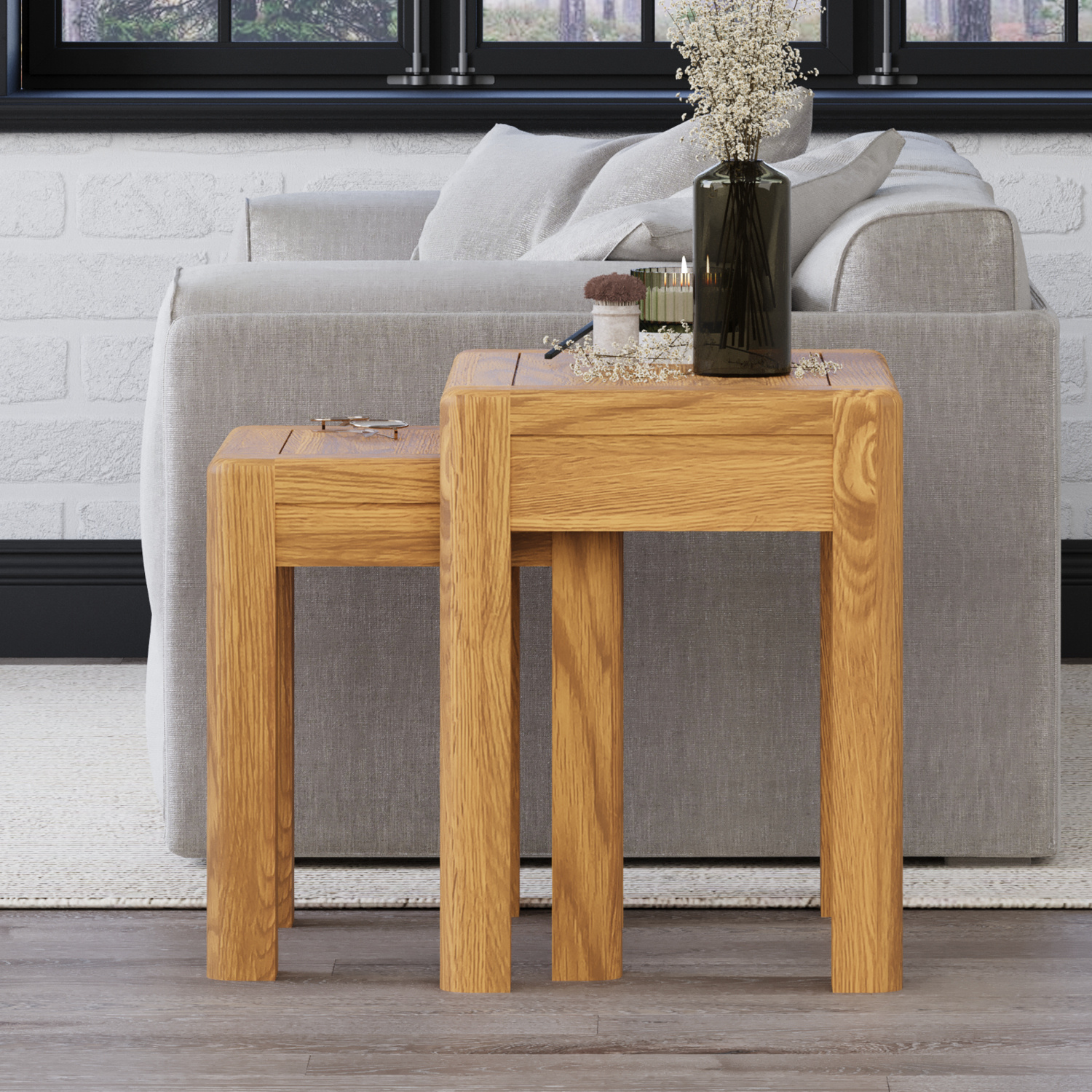 Harper Solid Oak Nest Of Tables