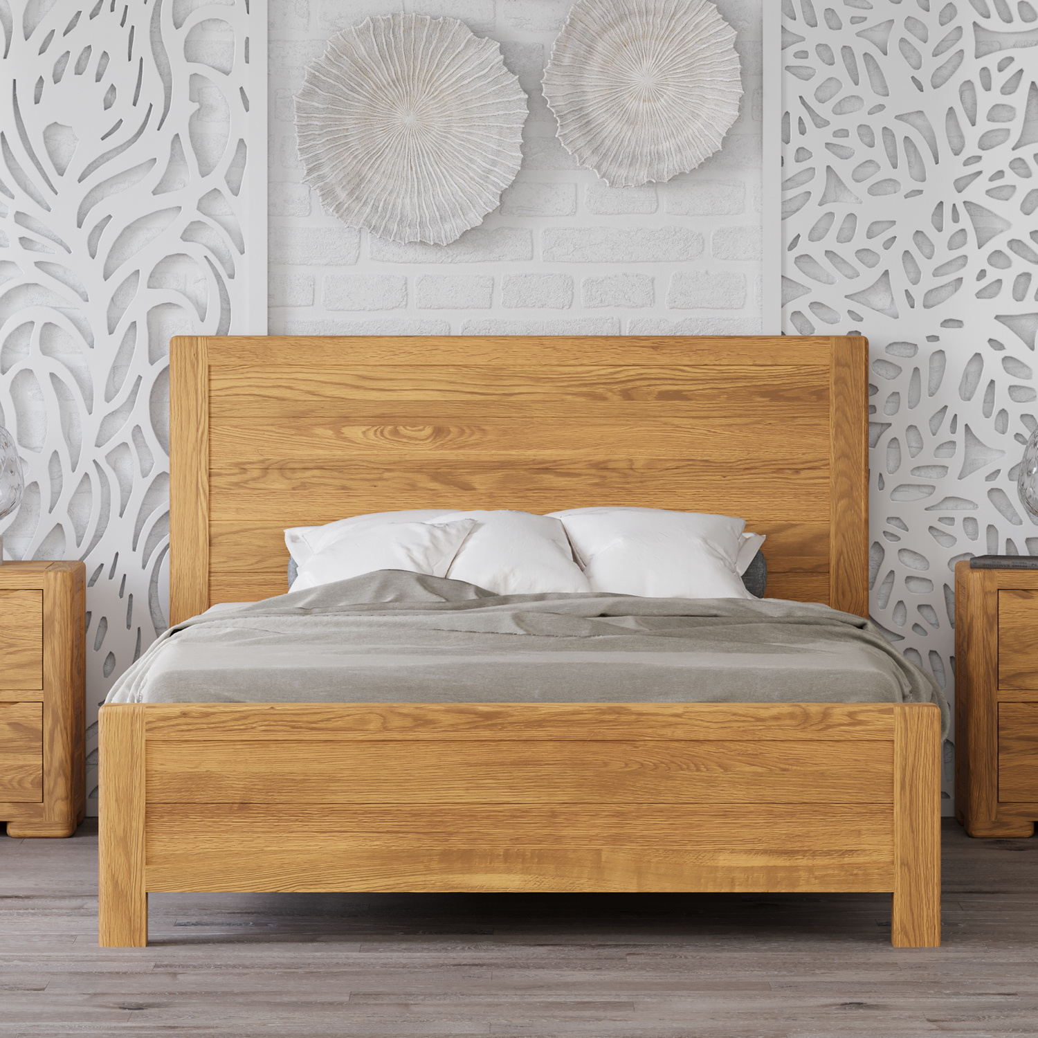 Harper Solid Oak King Size Bed