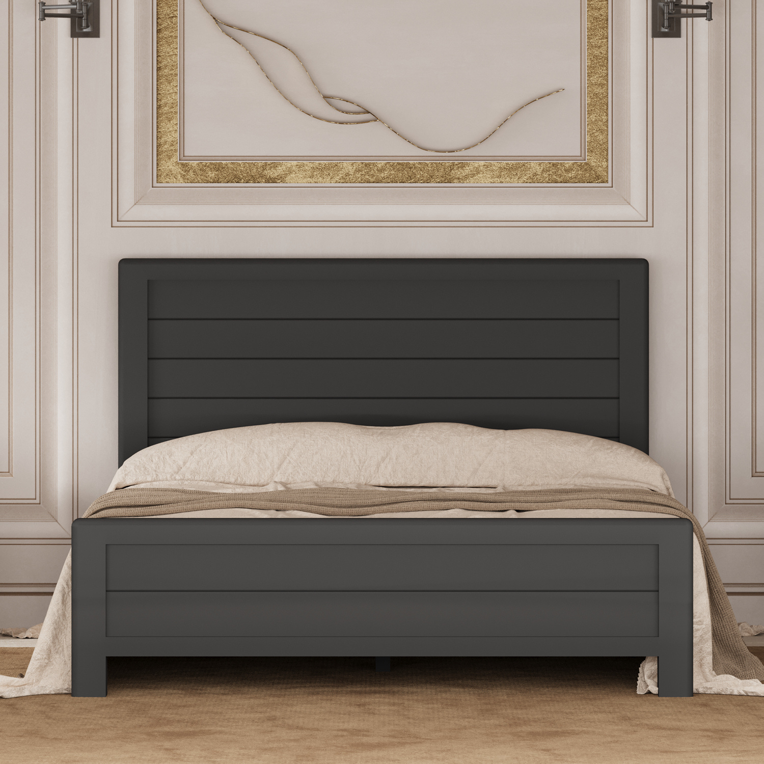 Bradwell Oak and Charcoal Painted Double Bed