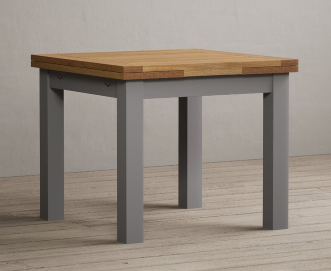 Extending Buxton 90cm Oak and Light Grey Painted Dining Table