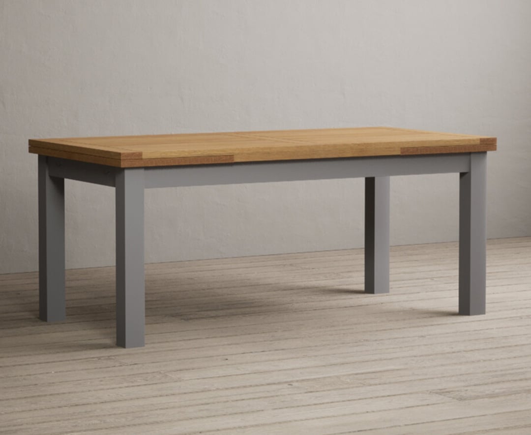 Extending Buxton 180cm Oak and Light Grey Painted Dining Table