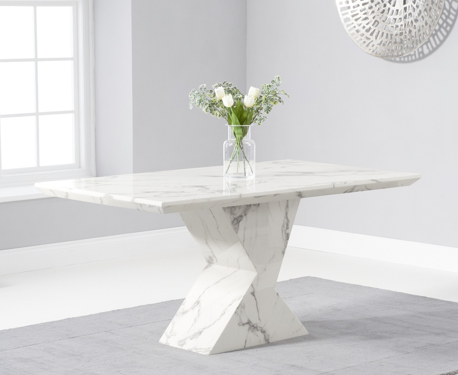 Aaron 160cm Marble White Dining Table