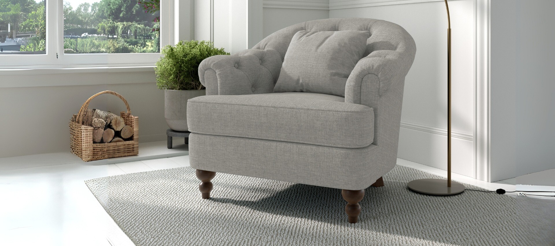 Richmond and Mayfair Linen Accent Chairs and Footstools Oak