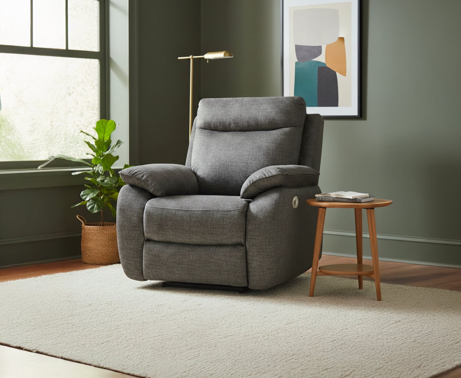 Albany Charcoal Fabric Recliner Armchair
