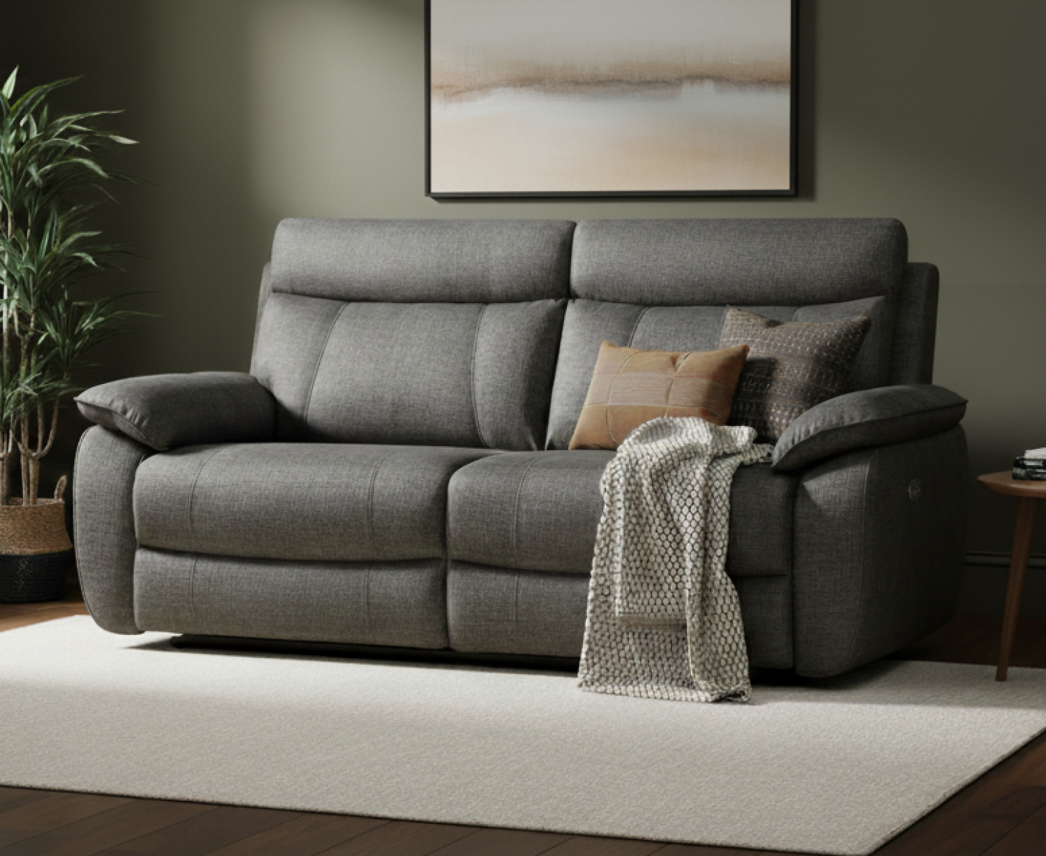 Albany Charcoal Fabric 3 Seater Recliner Sofa