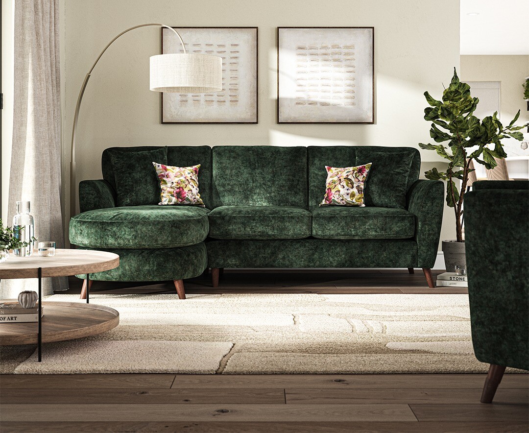 Click to view product details and reviews for Naples Emerald Velvet Left Hand Facing Chaise Sofa.