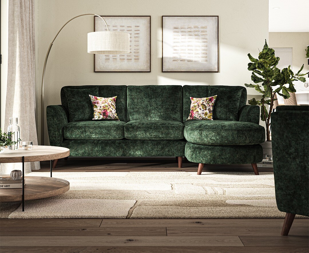 Click to view product details and reviews for Naples Emerald Velvet Right Hand Facing Chaise Sofa.