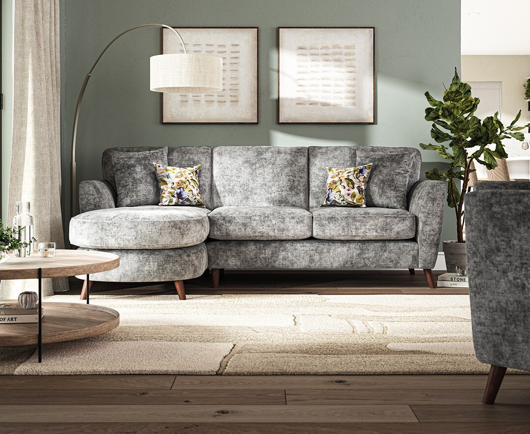 Click to view product details and reviews for Naples Grey Velvet Left Hand Facing Chaise Sofa.