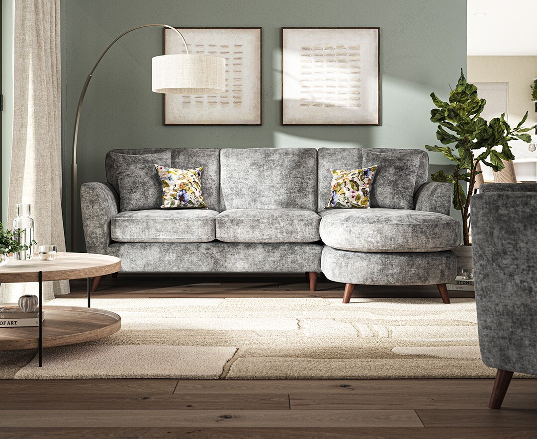 Click to view product details and reviews for Naples Grey Velvet Right Hand Facing Chaise Sofa.