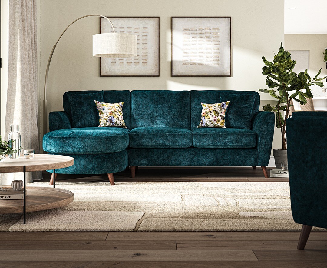 Click to view product details and reviews for Naples Teal Velvet Left Hand Facing Chaise Sofa.
