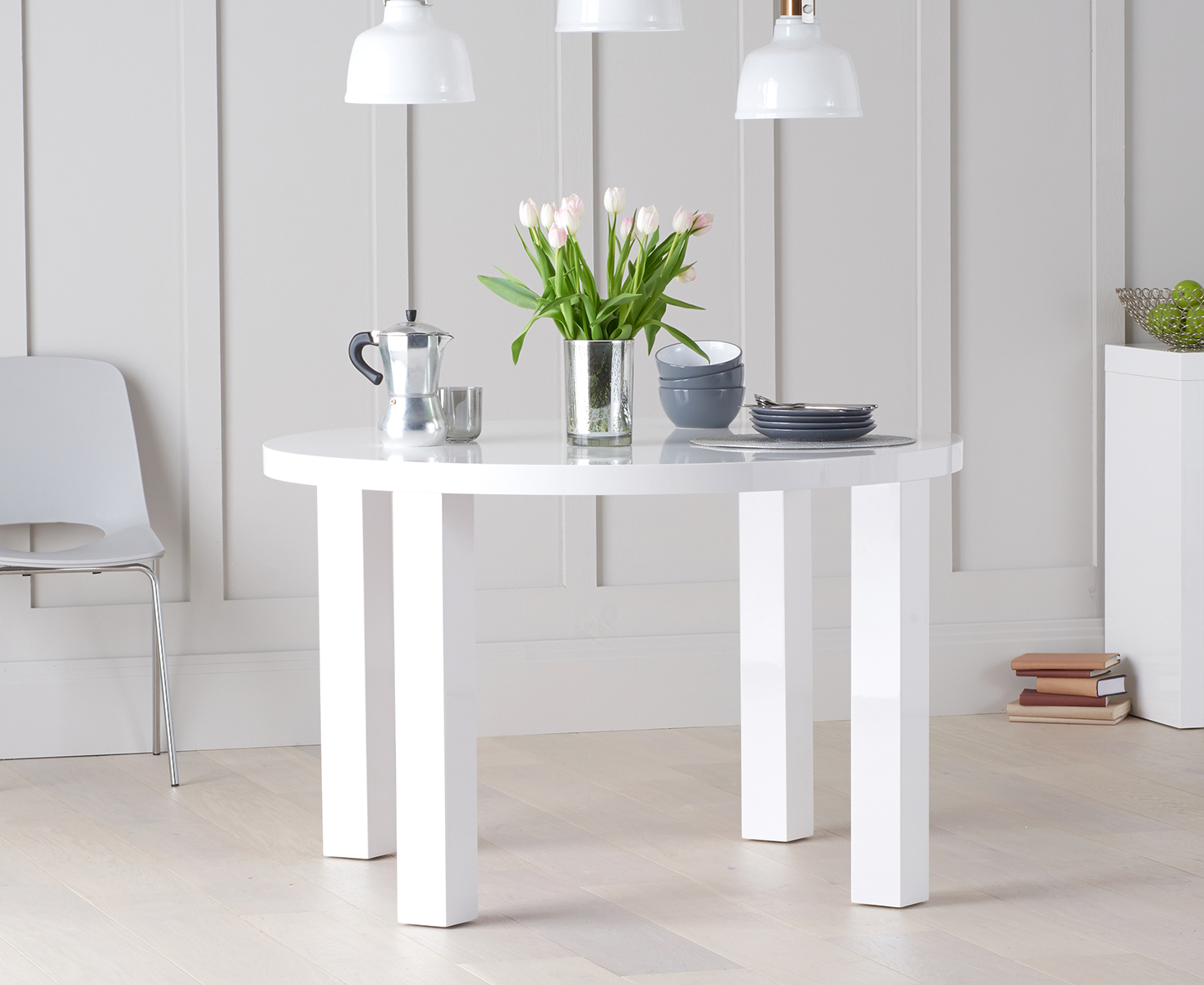 Seattle 120cm Round White High Gloss Dining Table