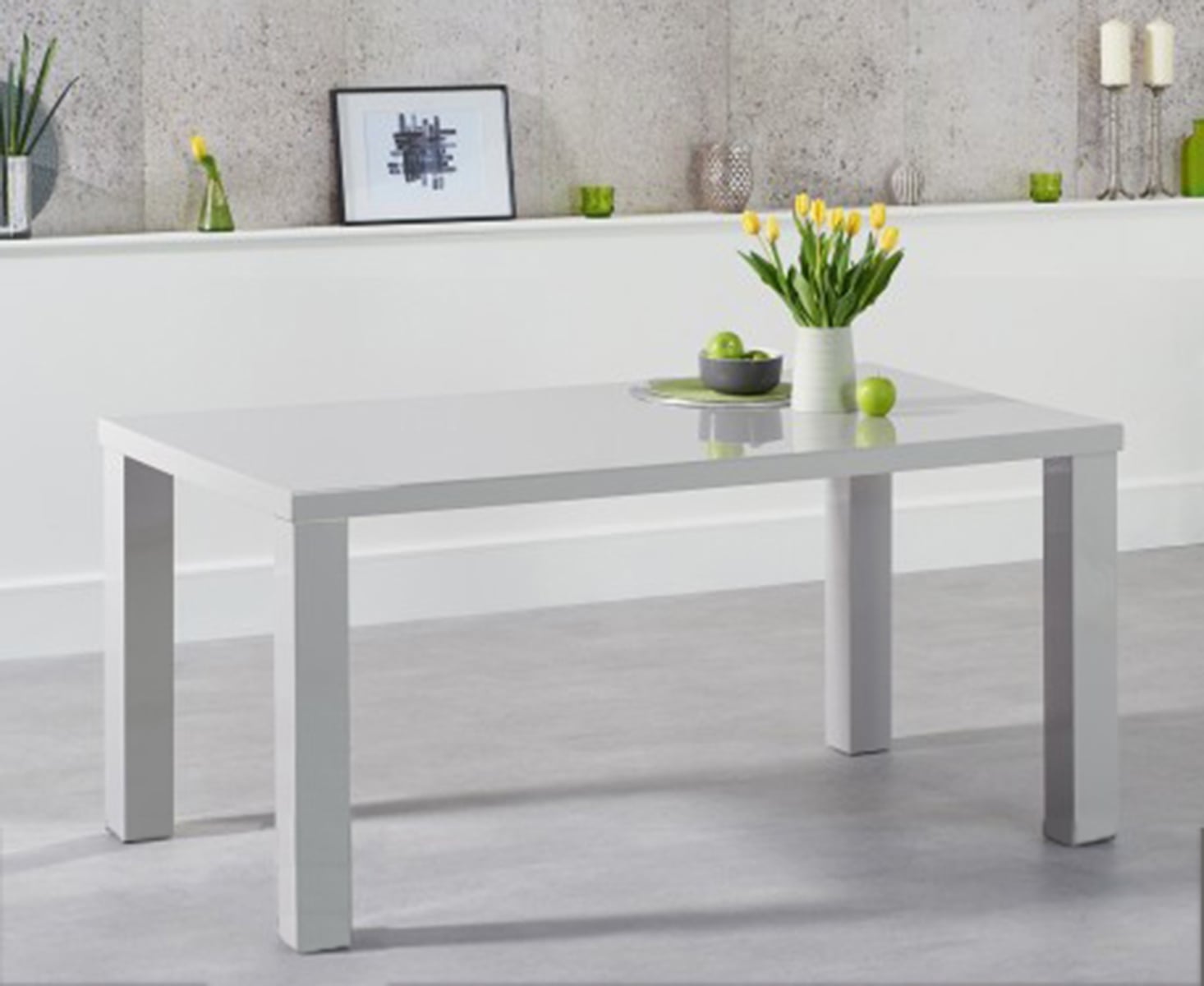 Seattle 160cm Light Grey High Gloss Dining Table
