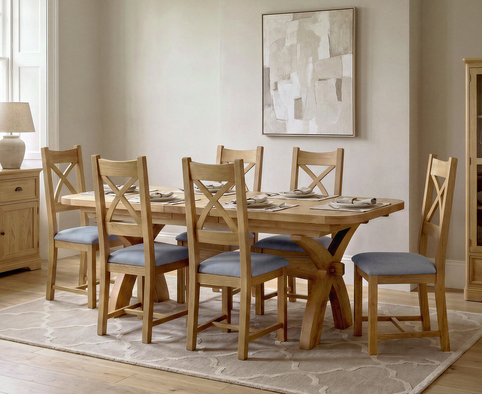 Colby 200cm Oval White Marble Dining Table with 6 Grey Sienna Chairs