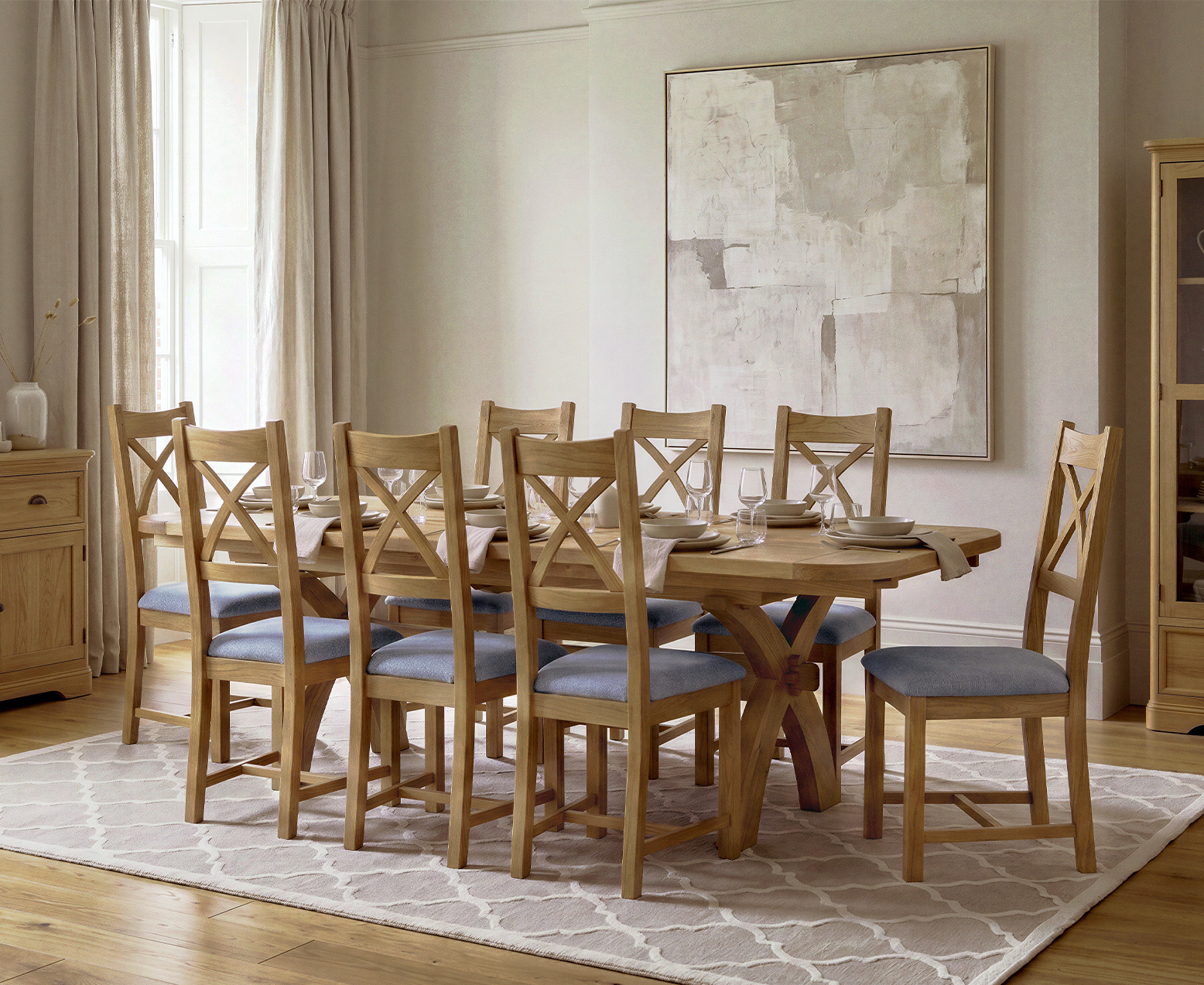 Colby 200cm Oval White Marble Dining Table with 6 Grey Sienna Chairs