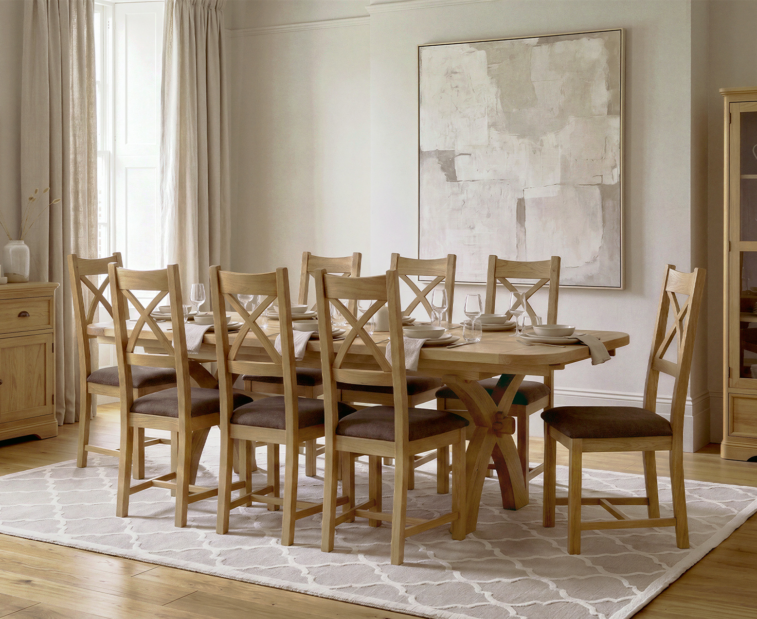 Colby 200cm Oval White Marble Dining Table with 6 Grey Sienna Chairs