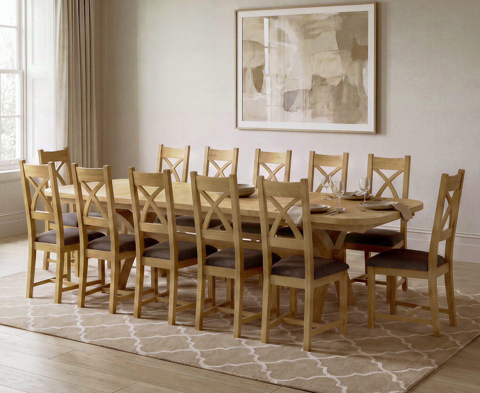 Colby 200cm Oval White Marble Dining Table with 6 Grey Sienna Chairs