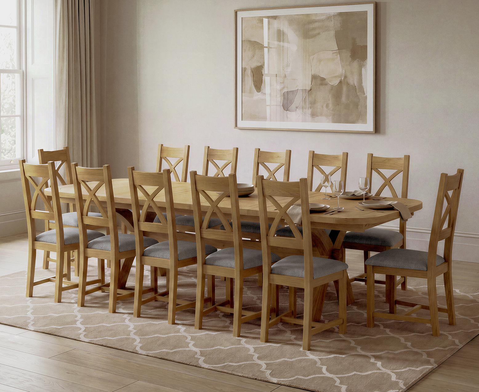 Bernini 110cm Glass Dining Table with 4 Grey Vigo Chairs
