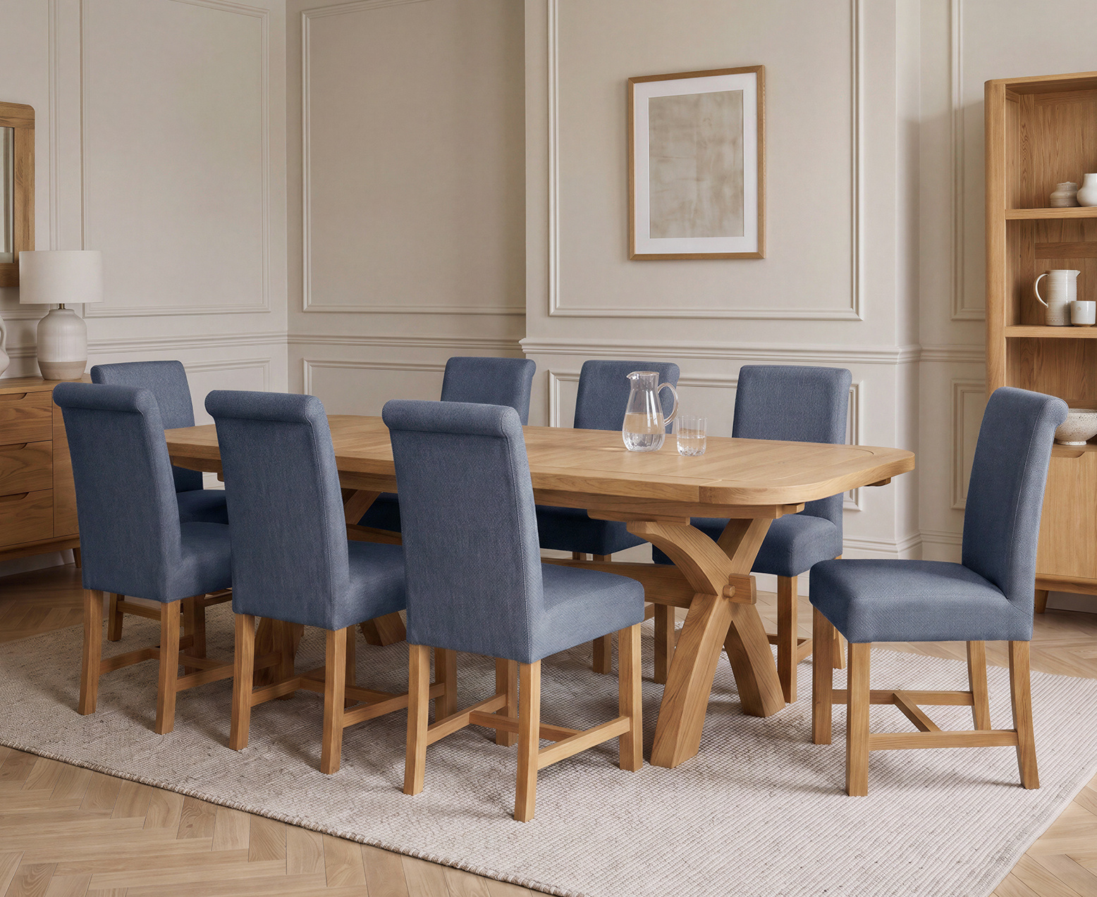 Colby 200cm Oval White Marble Dining Table with 6 Grey Lorenzo Chairs