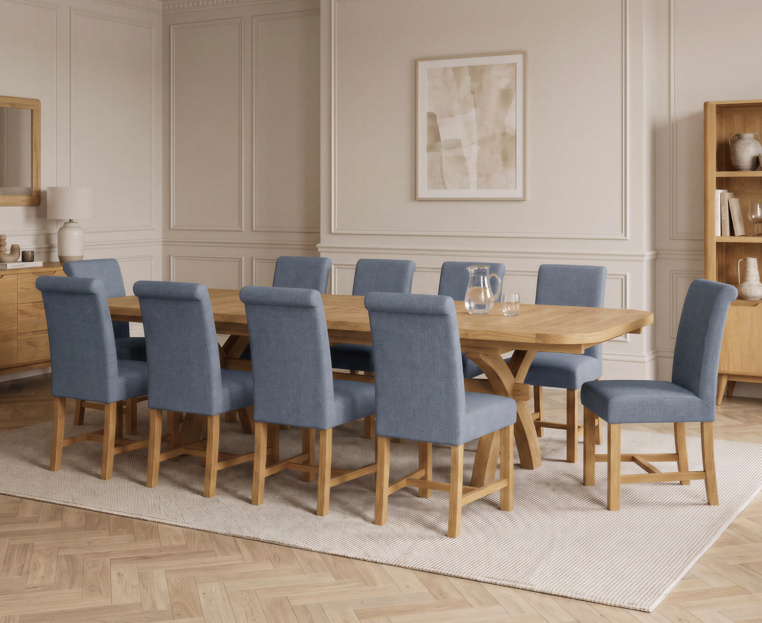 Extending Hertford 100cm - 130cm Oak and Soft White Painted Pedestal Dining Table