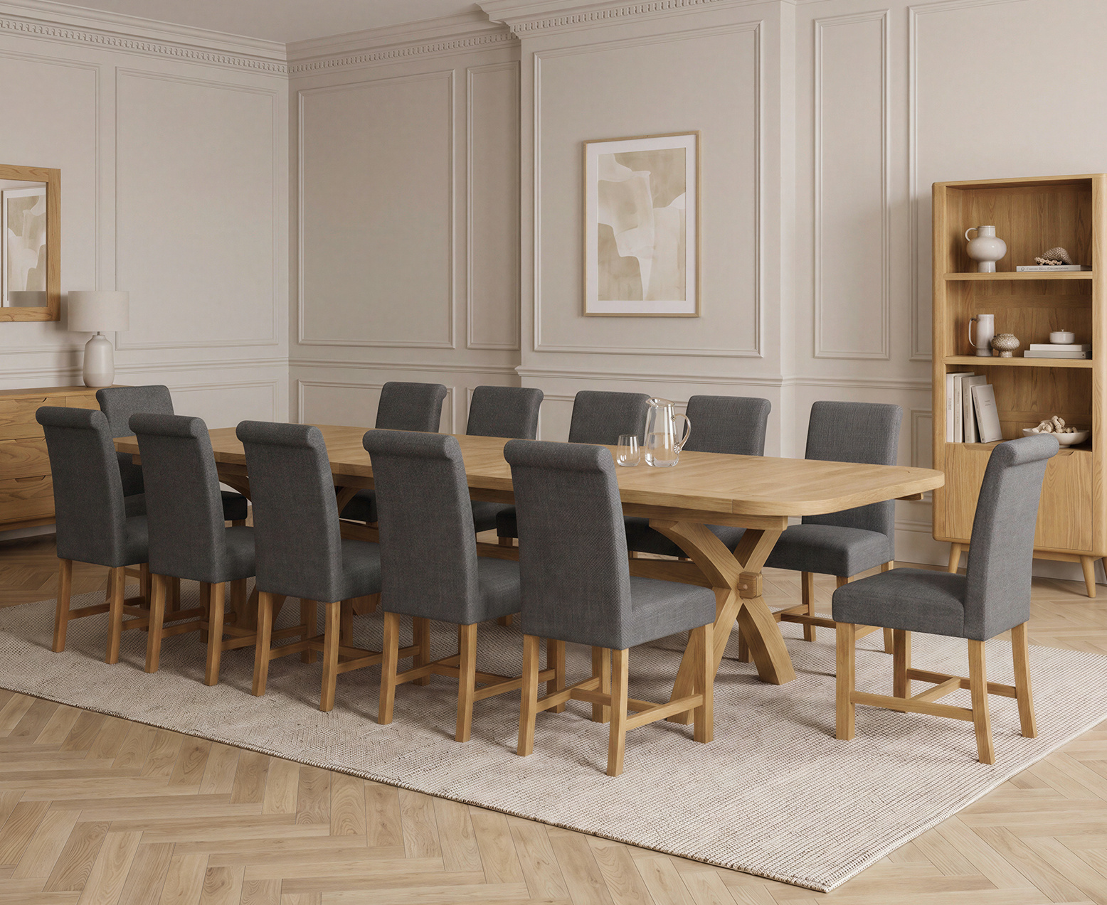 Colby 200cm Oval White Marble Dining Table with 6 Grey Sienna Chairs
