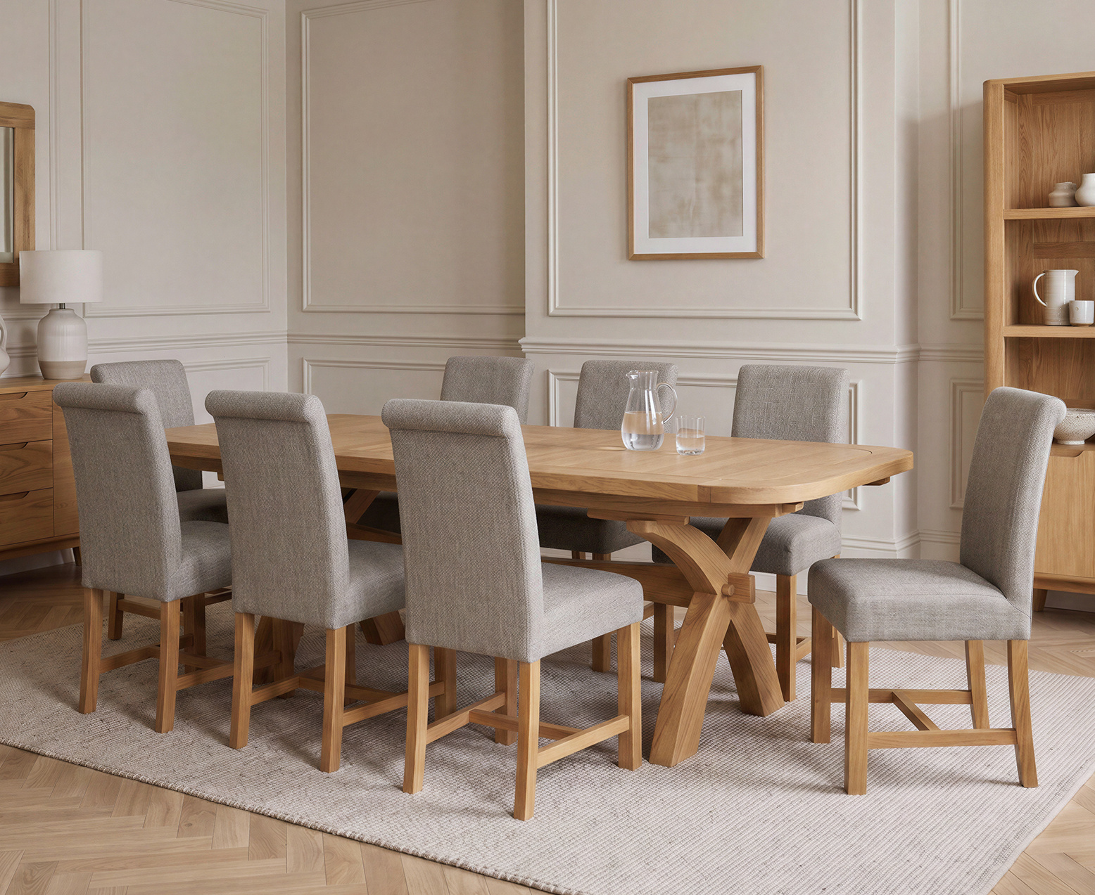 York 150cm Solid Oak Dining Table and 150 Oak Benches