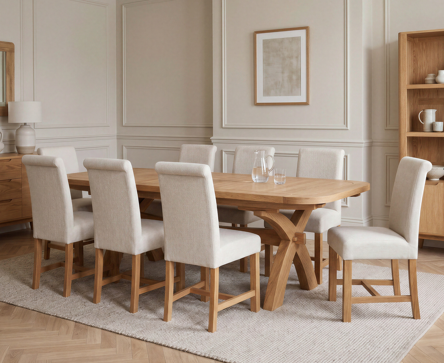 Colby 200cm Oval White Marble Dining Table with 6 Grey Sienna Chairs