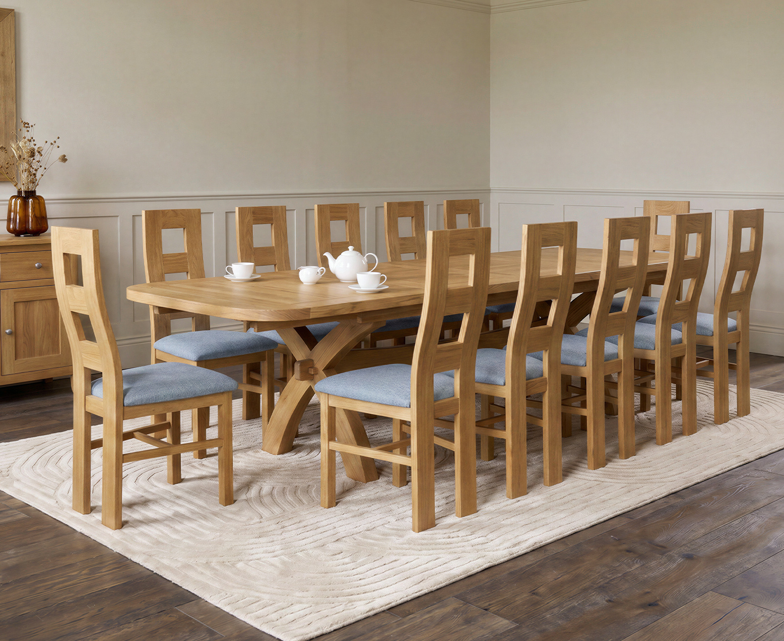 Carvelle 200cm Brown Pedestal Marble Dining Table