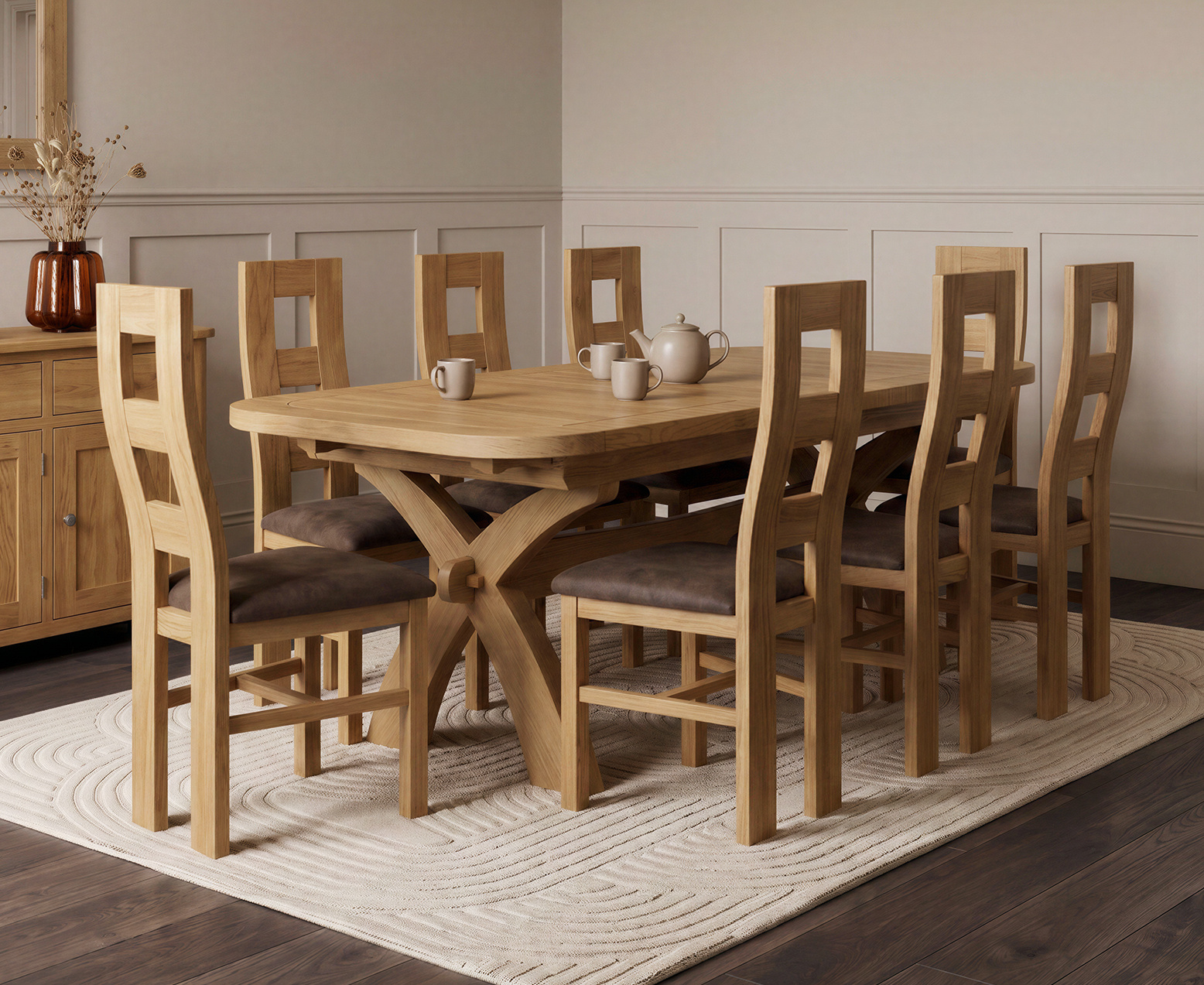 Colby 200cm Oval White Marble Dining Table with 6 Grey Sienna Chairs
