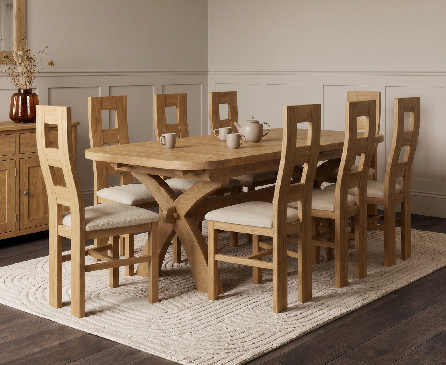 Colby 200cm Oval White Marble Dining Table with 6 Grey Sienna Chairs