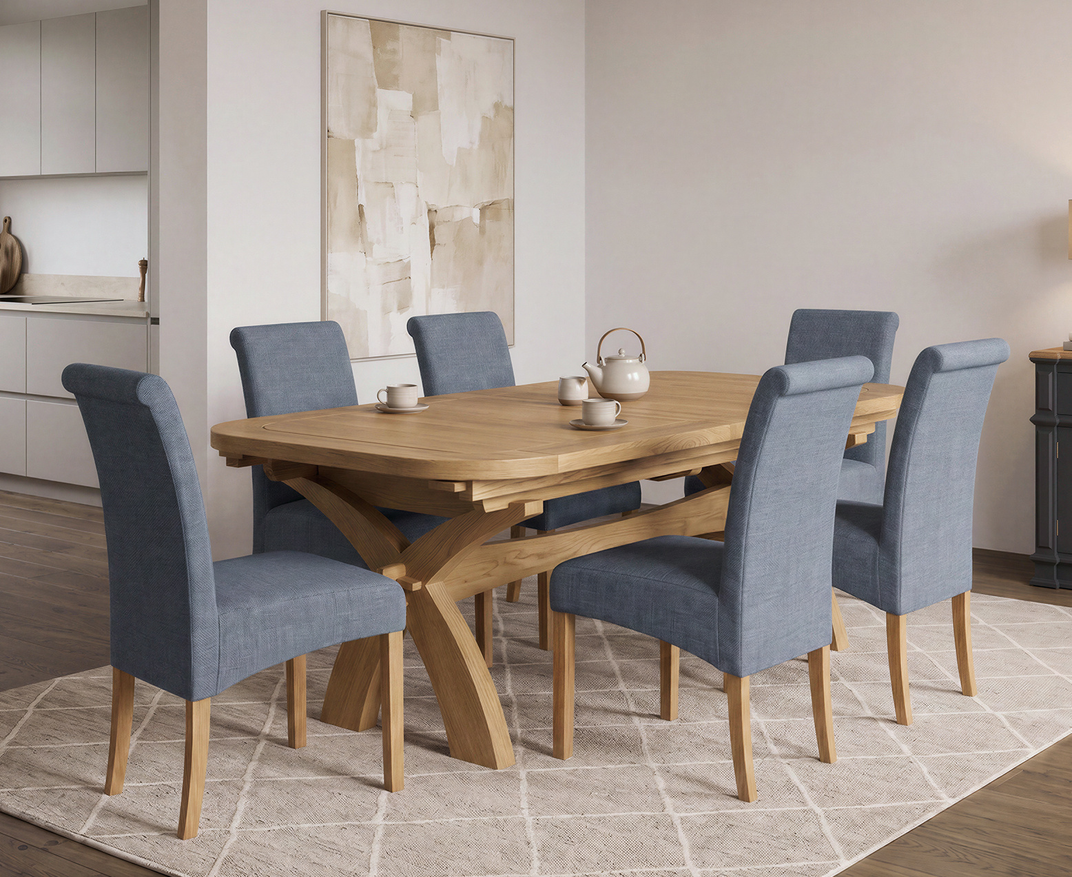 Carvelle 200cm Brown Pedestal Marble Dining Table
